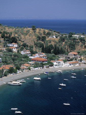 Aerial View Of Harbor, Peloponnisos, Greece by Walter Bibikow Pricing Limited Edition Print image