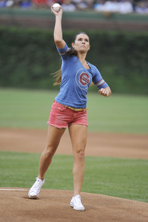 Chicago, Il - July 1: Race Car Driver Danica Patrick Throws Out A Ceremonial First Pitch by Brian Kersey Pricing Limited Edition Print image