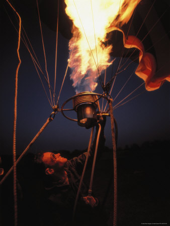 Man In Hot Air Balloon At Night by Bob Kramer Pricing Limited Edition Print image