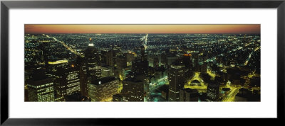 Buildings Lit Up At Night, Detroit, Michigan, Usa by Panoramic Images Pricing Limited Edition Print image