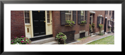 Potted Plants Outside A House, Acorn Street, Beacon Hill, Boston, Massachusetts, Usa by Panoramic Images Pricing Limited Edition Print image