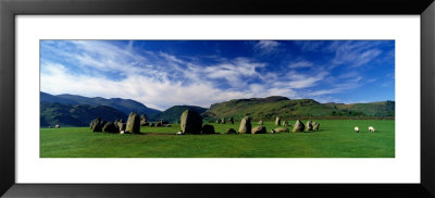 Sheep's Grazing In A Pasture, Castlerigg Stone Circle, Keswick, Lake District, Cumbria, England, Uk by Panoramic Images Pricing Limited Edition Print image
