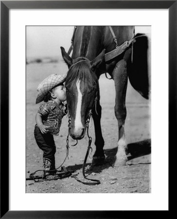 Jean Anne Evans, 14 Month Old Texas Girl Kissing Her Horse by Allan Grant Pricing Limited Edition Print image