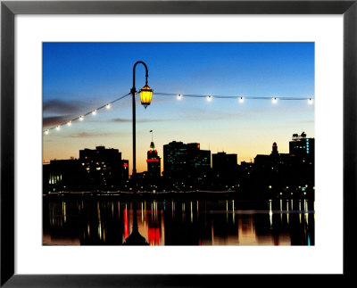 Lake Merritt With Lights At Sunset With City In Background, Oakland, California by John Elk Iii Pricing Limited Edition Print image
