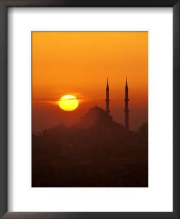 Silhouette Of The Faith Mosque At Sunset, Istanbul, Turkey by Ali Kabas Pricing Limited Edition Print image