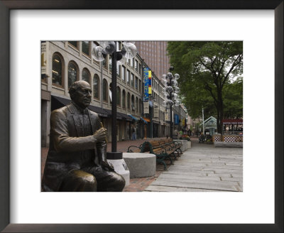Statue In Quincy Market At Faneuil Hall Marketplace, Boston, Massachusetts, Usa by Amanda Hall Pricing Limited Edition Print image