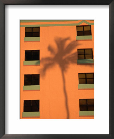 Palm Tree Shadow On Building Facade In The Art-Deco District Of South Beach, Miami, Florida, Usa by Lawrence Worcester Pricing Limited Edition Print image