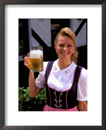 Woman In Traditional Costume Holding Beer, Germany by Bill Bachmann Pricing Limited Edition Print image