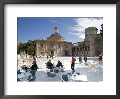 People At Outdoor Dining Area Plaza De La Virgen, La Seu, El Mercat, Valencia, Spain by Greg Elms Pricing Limited Edition Print image