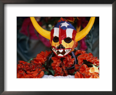 Partygoer Wearing Horned Masks Of Vejigantes For Carnaval, Ponce, Puerto Rico by John Neubauer Pricing Limited Edition Print image