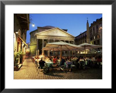 Restaurants Near The Ancient Pantheon In The Evening, Rome, Lazio, Italy by Gavin Hellier Pricing Limited Edition Print image