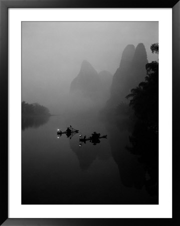 Fishing On Rafts With Cormorants, Li River, China by Howie Garber Pricing Limited Edition Print image