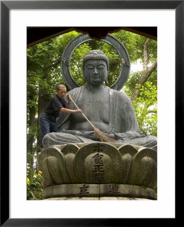 Man Cleaning A Buddha Statue, Shinnyo-Do Temple, Kyoto, Kinki, Japan by Greg Elms Pricing Limited Edition Print image