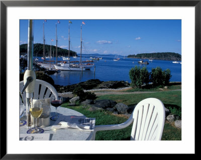 Restaurant At The Bar Harbor Inn And View Of The Porcupine Islands, Maine, Usa by Jerry & Marcy Monkman Pricing Limited Edition Print image
