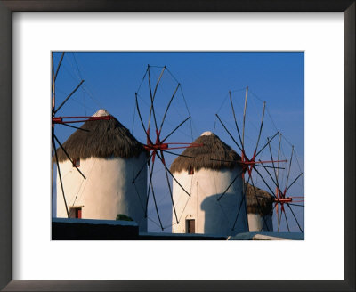 Windmills On The Island Of Mykonons,Mykonos Island, Greece by John Elk Iii Pricing Limited Edition Print image