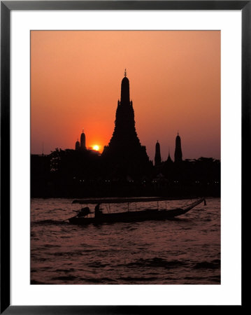 Silhouette Of Wat Arun (Temple Of The Dawn), At Sunset, On Banks Of Chao Phraya River, Thailand by Richard Nebesky Pricing Limited Edition Print image