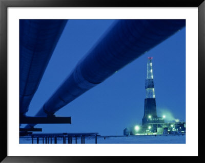 Alaska Oil Pipeline And Oil Rig At Night by Kenneth Garrett Pricing Limited Edition Print image