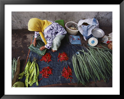 A Woman Sells Vegetables At An Open-Air Market In Malaysia by Steve Raymer Pricing Limited Edition Print image
