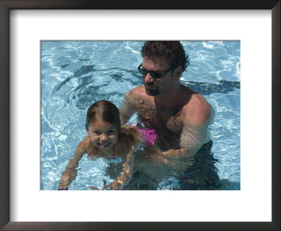 Father Teaches His Child How To Swim, Chevy Chase, Maryland by Stacy Gold Pricing Limited Edition Print image