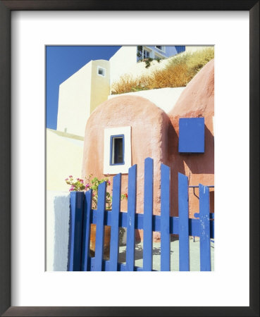 Painted Houses And Blue Gate, Imerovigli, Santorini, Cyclades Islands, Greek Islands, Greece by Lee Frost Pricing Limited Edition Print image
