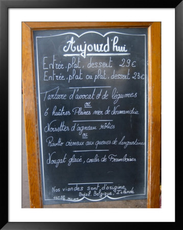 Sidewalk Cafe Menu, Paris, France by Lisa S. Engelbrecht Pricing Limited Edition Print image
