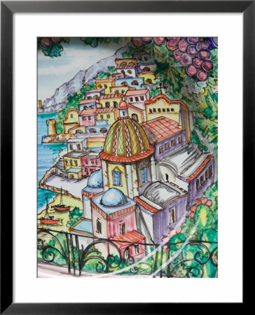 Painting Of Positano On Ceramic Plate, Positano, Amalfi Coast, Campania, Italy by Walter Bibikow Pricing Limited Edition Print image