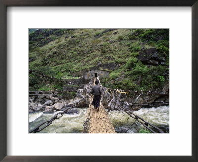 Doksum, Wrought Iron Chain Bridge Built By Thangthong Gyelpo, Himalayan Kingdom, Bhutan by Lincoln Potter Pricing Limited Edition Print image