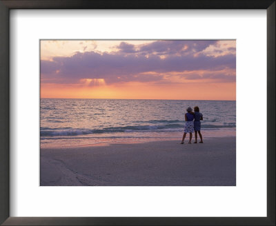 Two Friends On Beach At Sunset, Captiva Island, Fl by Roger Leo Pricing Limited Edition Print image