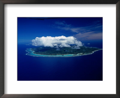 Aerial View Of Island And Muri Lagoon, Cook Islands by Manfred Gottschalk Pricing Limited Edition Print image