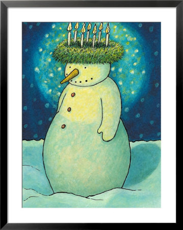 Snowman With Christmas Wreath by Susan Mitchell Pricing Limited Edition Print image