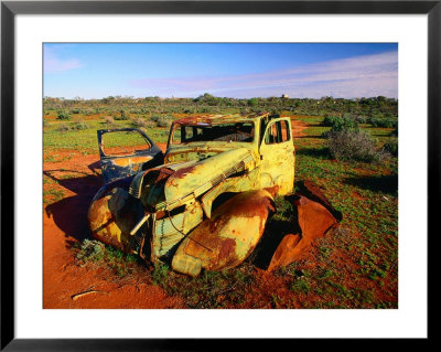 Abandoned Car On Salt Bush Plains Silverton, New South Wales, Australia by Barnett Ross Pricing Limited Edition Print image