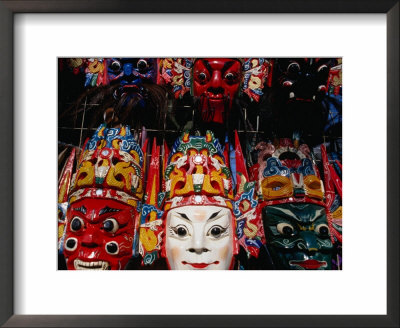 Souvenir Masks For Sale At Yonghe Gong (Lama Temple), Beijing, China by Damien Simonis Pricing Limited Edition Print image