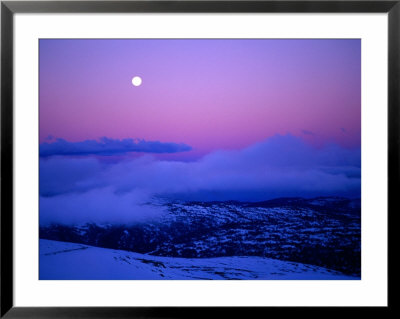 Moonrise And Sunset On Main Range In Winter, Kosciuszko National Park, New South Wales, Australia by Grant Dixon Pricing Limited Edition Print image