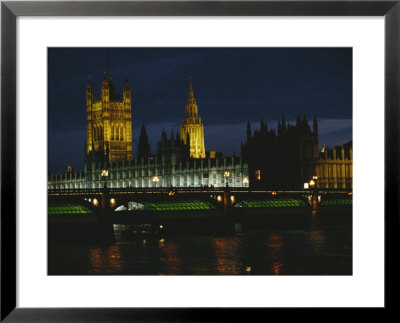 Night View Of The Houses Of Parliament And The London Bridge by O. Louis Mazzatenta Pricing Limited Edition Print image