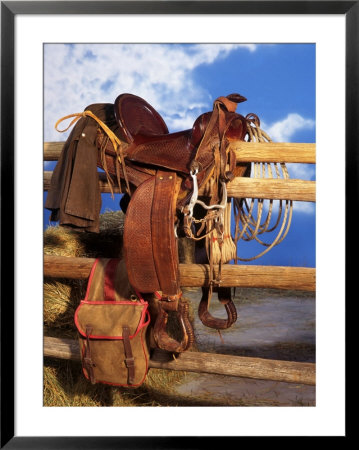 Saddle On Wooden Fence by Tim O'hara Pricing Limited Edition Print image