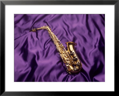 Saxophone On Purple Background by Howard Sokol Pricing Limited Edition Print image