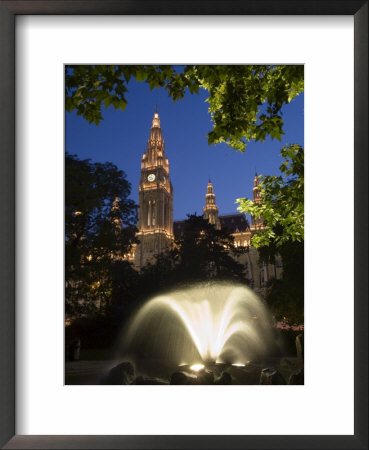 City Hall At Dusk With Fountain In Foreground, Vienna, Austria by Charles Bowman Pricing Limited Edition Print image