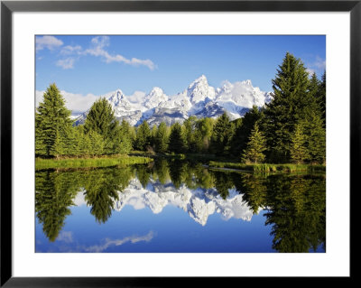 Snow-Capped Teton Range Reflected In Snake River, Wyoming, Usa by Mark Hamblin Pricing Limited Edition Print image