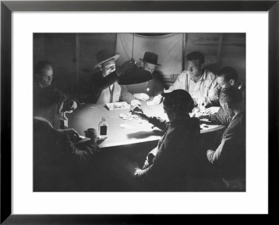 Workers On The Fort Blanding Site Playing A Game Of Poker by Thomas D. Mcavoy Pricing Limited Edition Print image