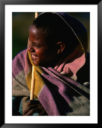 Young Shepherd Boy In Highlands, Early Morning, Simien Mountains National Park, Ethiopia by Frances Linzee Gordon Pricing Limited Edition Print image