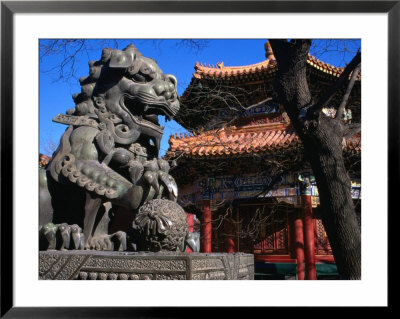Lion Statue At Lama Temple Bejing, China by Glenn Beanland Pricing Limited Edition Print image