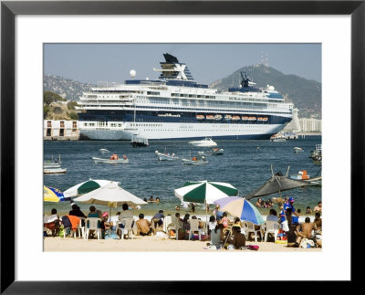Acapulco Beach With Cruise Ship In Port, Acapulco, Guerrero, Mexico by Mark Newman Pricing Limited Edition Print image