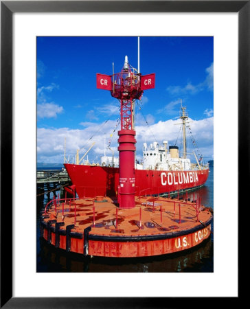 Columbia River Maritime Lighthouse Buoy With Lightship Columbia In Background, Astoria, Oregon by John Elk Iii Pricing Limited Edition Print image