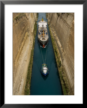 Ships In Narrow Corinth Canal, Corinth, Peloponnese, Greece by Diana Mayfield Pricing Limited Edition Print image