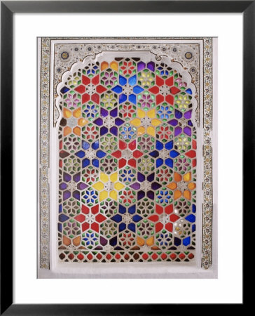 Coloured Glass Jali In Hallway Within The Palace, Deo Garh Palace Hotel, Deo Garh, India by John Henry Claude Wilson Pricing Limited Edition Print image