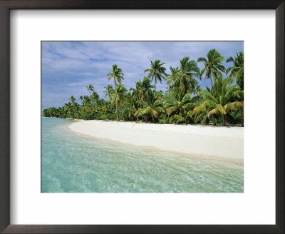 Palms, White Sand And Turquoise Water, One Foot Island, Aitutaki, Cook Islands, South Pacific by Dominic Webster Pricing Limited Edition Print image