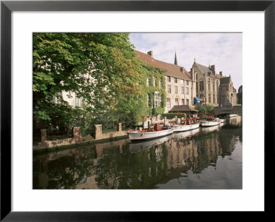 View Along River Dijver Towards Bridge Of St. John Of Nepomucenus, Bruges, Flanders, Belgium by Lee Frost Pricing Limited Edition Print image
