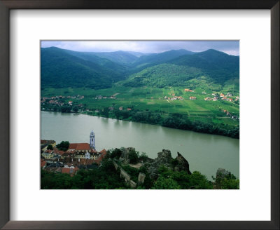 Danube Valley In Wachau Region With The Ruins Of Kuenringer Castle, Durnstein, Austria by Diana Mayfield Pricing Limited Edition Print image