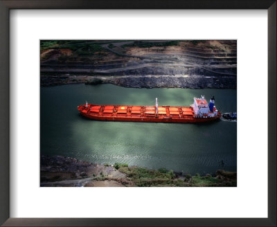 Cargo Ship At Gaillard Cut On The Panama Canal, Near Gamboa, Gamboa, Panama by Alfredo Maiquez Pricing Limited Edition Print image