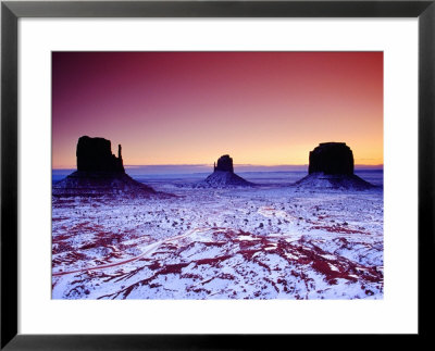 Looking Over Valley From Visitors Centre Area At Sunrise In Winter, Monument Valley, Usa by Witold Skrypczak Pricing Limited Edition Print image